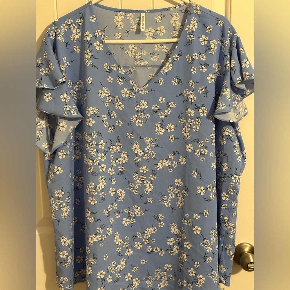 Amazon Blue Floral Blouse - Picture 2 of 6